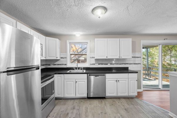 Interior, Kitchen, Stainless Steel Appliances, Wood Texture Flooring