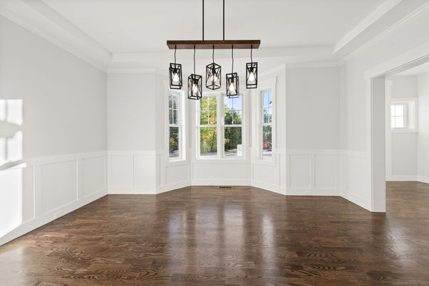 Empty room, Interior, Pendant Lights, Wood Texture Flooring