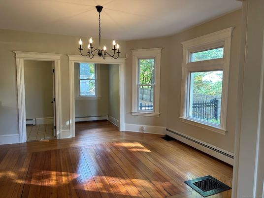 Chandelier, Empty room, Interior, Wood Texture Flooring