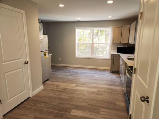 Interior, Kitchen, Recessed Lighting, Wood Texture Flooring