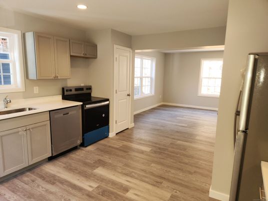 Interior, Kitchen, Recessed Lighting, Wood Texture Flooring