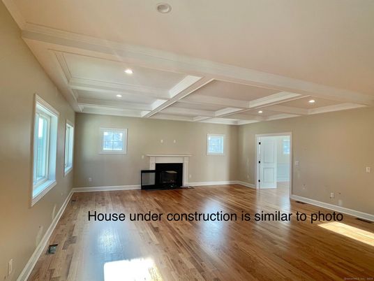 Empty room, Fireplace, Interior, Recessed Lighting, Wood Texture Flooring
