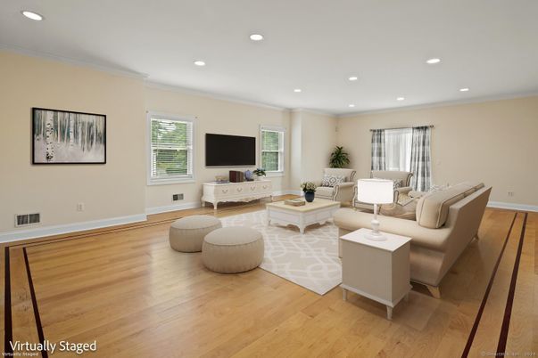 Interior, Living room, Recessed Lighting, Wood Texture Flooring