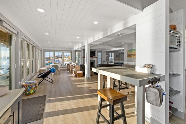 Dining room, Interior, Kitchen, Recessed Lighting, Wood Texture Flooring