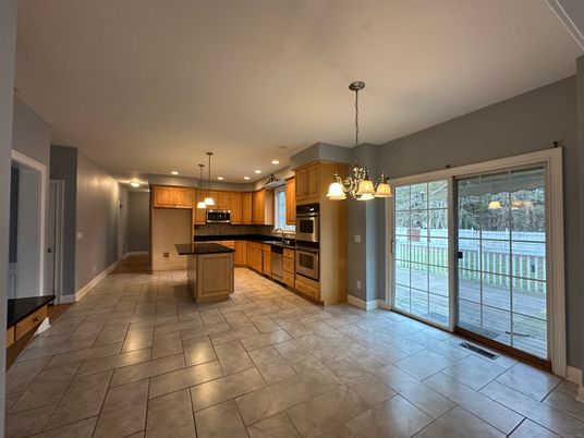 Chandelier, Interior, Kitchen, Pendant Lights, Recessed Lighting, Stainless Steel Appliances