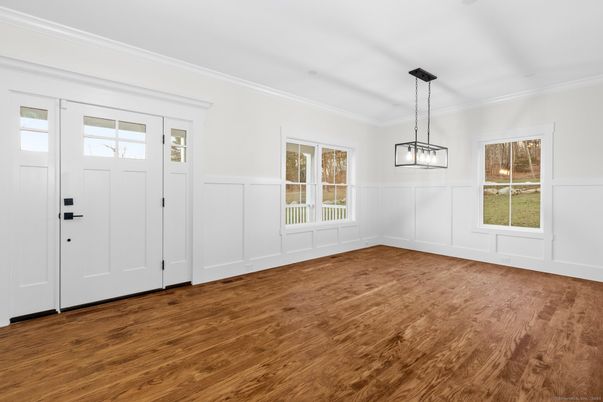 Empty room, Interior, Pendant Lights, Wood Texture Flooring