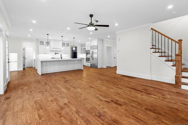 Interior, Kitchen, Pendant Lights, Recessed Lighting, Wood Texture Flooring