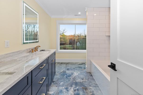 Bathroom, Interior, Marble, Recessed Lighting