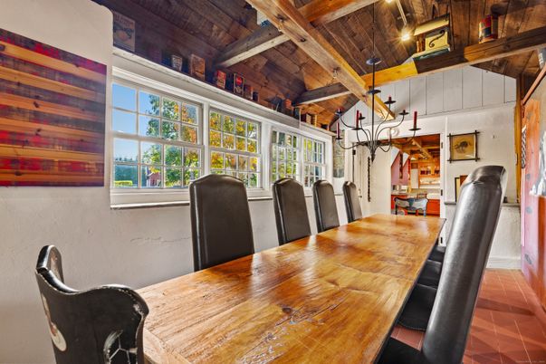 Dining room, Interior, Pendant Lights, Wooden Beams, Wooden Ceilings, Wooden Walls