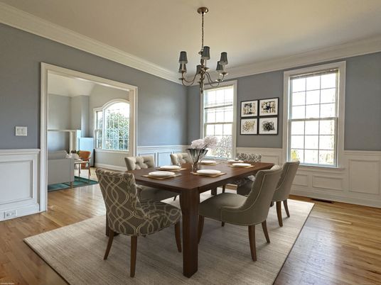 Chandelier, Dining room, Interior, Wood Texture Flooring