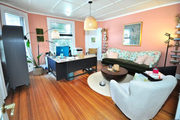 Home Office, Interior, Living room, Pendant Lights, Wood Texture Flooring