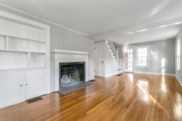 Empty room, Fireplace, Interior, Wood Texture Flooring