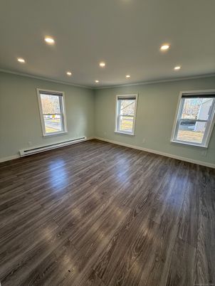 Empty room, Interior, Recessed Lighting, Wood Texture Flooring