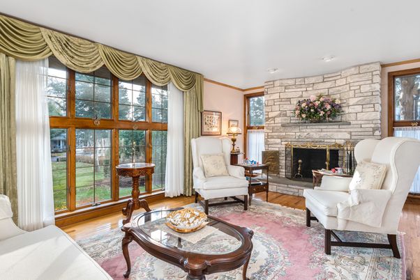 Fireplace, Interior, Living room, Stone Walls, Wood Texture Flooring
