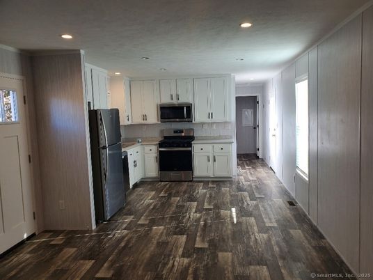 Interior, Kitchen, Recessed Lighting, Wood Texture Flooring