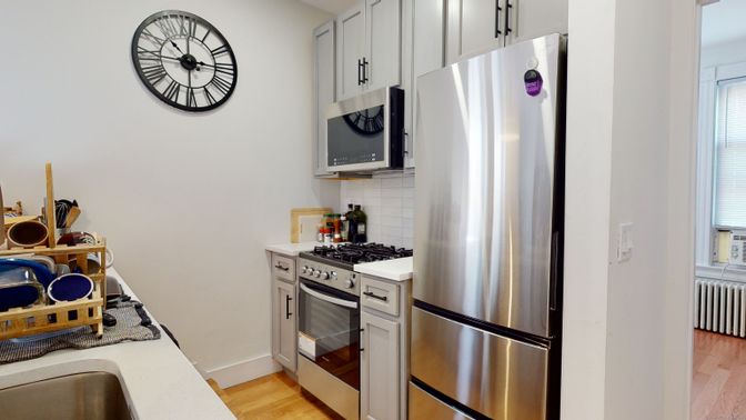 Interior, Kitchen, Stainless Steel Appliances, Wood Texture Flooring