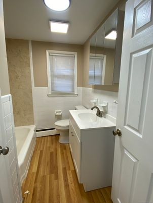 Bathroom, Dual Sink Vanities, Interior, Wood Texture Flooring