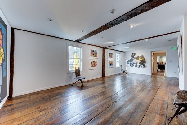 Empty room, Interior, Recessed Lighting, Wooden Beams, Wood Texture Flooring