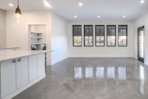 Empty room, Interior, Kitchen, Pendant Lights, Recessed Lighting