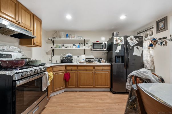 Interior, Kitchen, Recessed Lighting, Wood Texture Flooring
