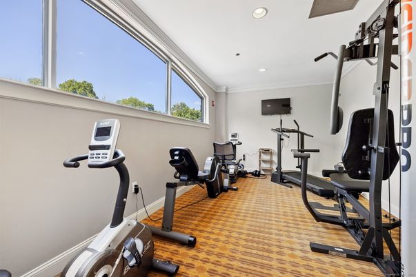 Fitness Equipment, Interior, Recessed Lighting, Wood Texture Flooring