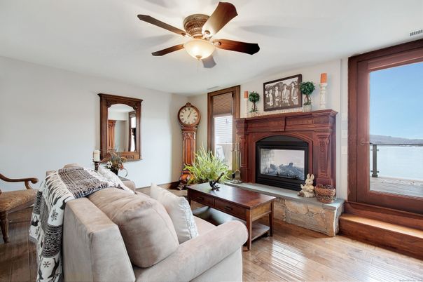 Fireplace, Interior, Living room, Water, Wood Texture Flooring