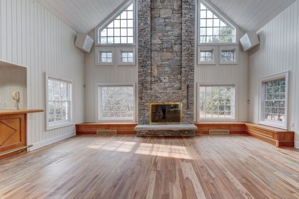 Fireplace, Interior, Stone Walls, Wood Texture Flooring