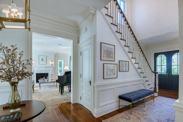Fireplace, Interior, Piano, Recessed Lighting, Wood Texture Flooring