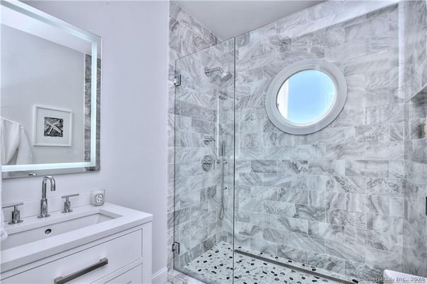Bathroom, Glass Shower, Interior, Marble Walls
