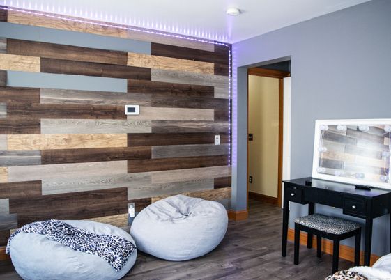 Bedroom, Home Office, Interior, Wood Texture Flooring, Wooden Walls