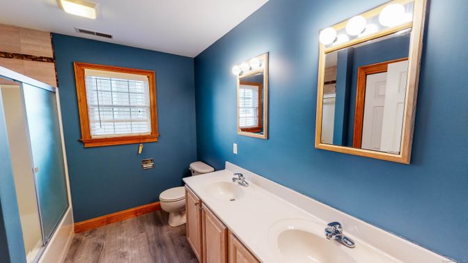 Bathroom, Dual Sink Vanities, Interior, Wood Texture Flooring