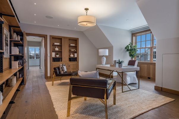 Home Office, Interior, Recessed Lighting, Wood Texture Flooring
