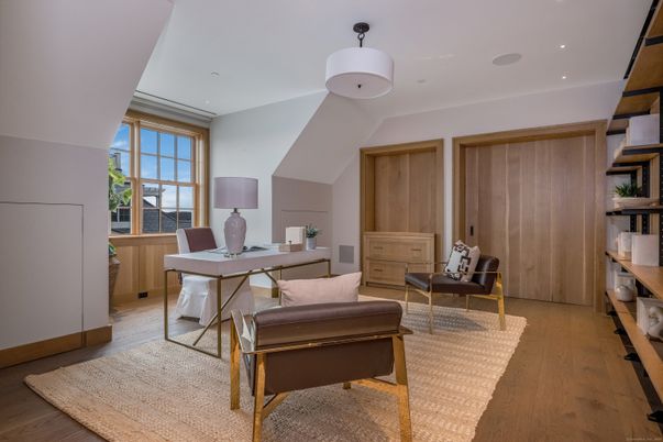 Home Office, Interior, Recessed Lighting, Wood Texture Flooring