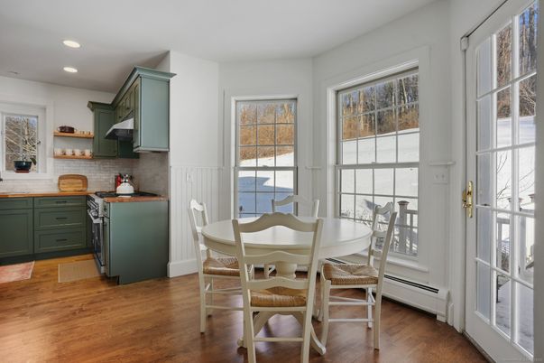 Dining room, Interior, Kitchen, Recessed Lighting, Wood Texture Flooring