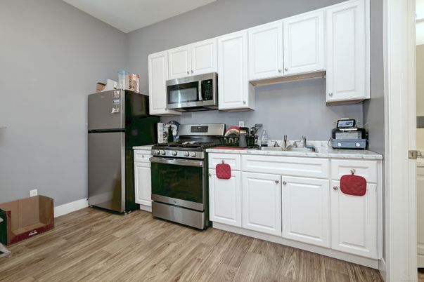 Interior, Kitchen, Stainless Steel Appliances, Wood Texture Flooring
