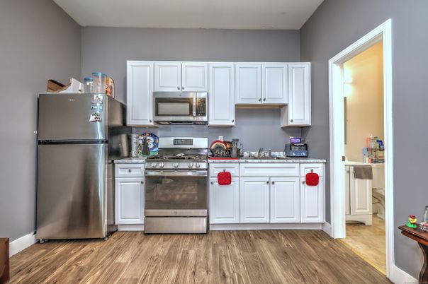Interior, Kitchen, Stainless Steel Appliances, Wood Texture Flooring