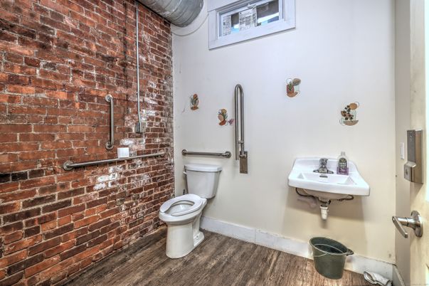 Bathroom, Interior, Stone Walls, Wood Texture Flooring