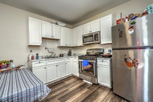 Interior, Kitchen, Stainless Steel Appliances, Wood Texture Flooring