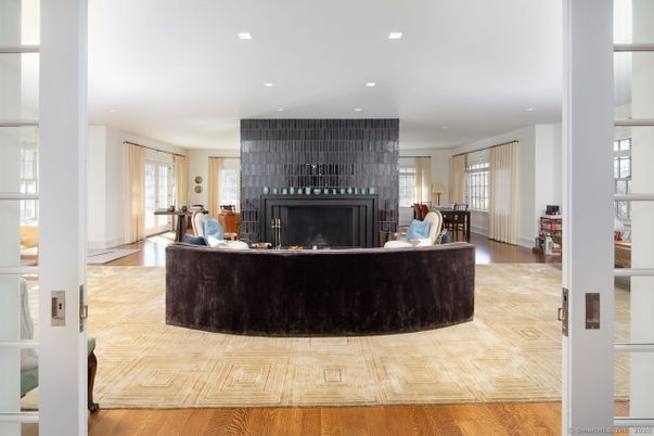 Fireplace, Interior, Recessed Lighting, Wood Texture Flooring
