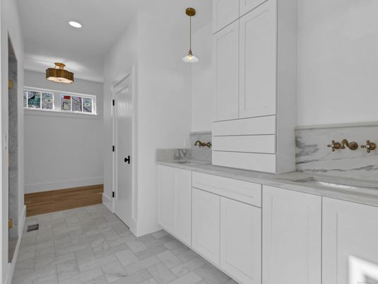 Interior, Marble, Pendant Lights, Recessed Lighting, Wood Texture Flooring