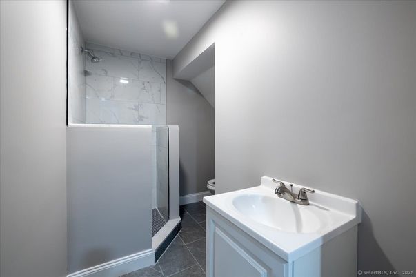 Bathroom, Interior, Marble Walls, Recessed Lighting