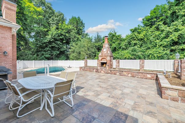 Exterior, Fireplace, Pool