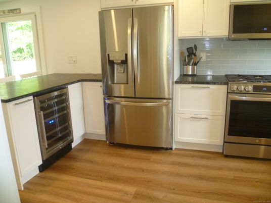 Interior, Kitchen, Stainless Steel Appliances, Wood Texture Flooring