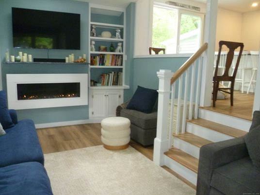 Fireplace, Interior, Recessed Lighting, Wood Texture Flooring