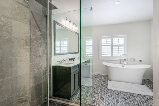Bathroom, Dual Sink Vanities, Free Standing Baths, Glass Shower, Interior, Recessed Lighting