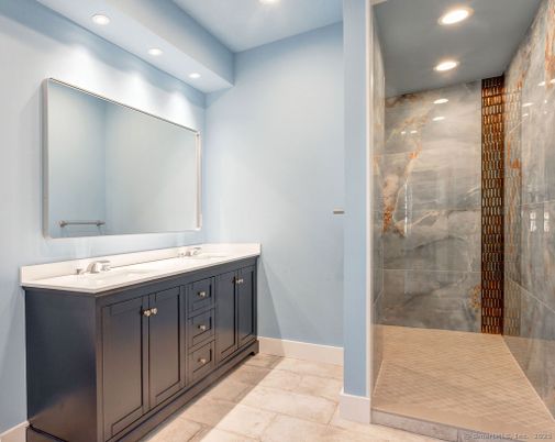 Bathroom, Dual Sink Vanities, Glass Shower, Interior, Recessed Lighting