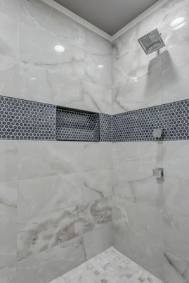 Bathroom, Interior, Marble Walls, Recessed Lighting