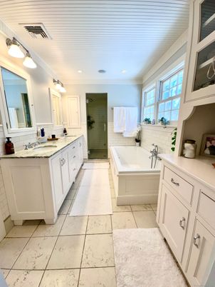 Bathroom, Dual Sink Vanities, Glass Shower, Interior, Recessed Lighting