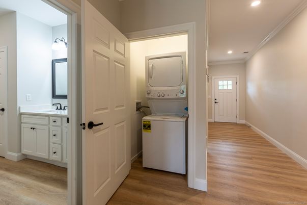 Interior, Recessed Lighting, Utility Closets, Washer, Wood Texture Flooring