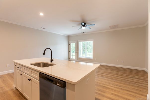 Interior, Kitchen, Recessed Lighting, Wood Texture Flooring